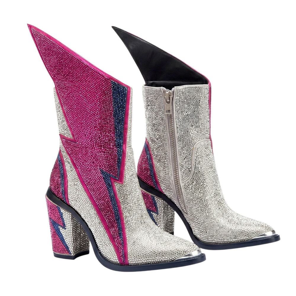Club Exx Sheriff Shine Rhinestone Western Boots Size 7 Ziggy NWOT